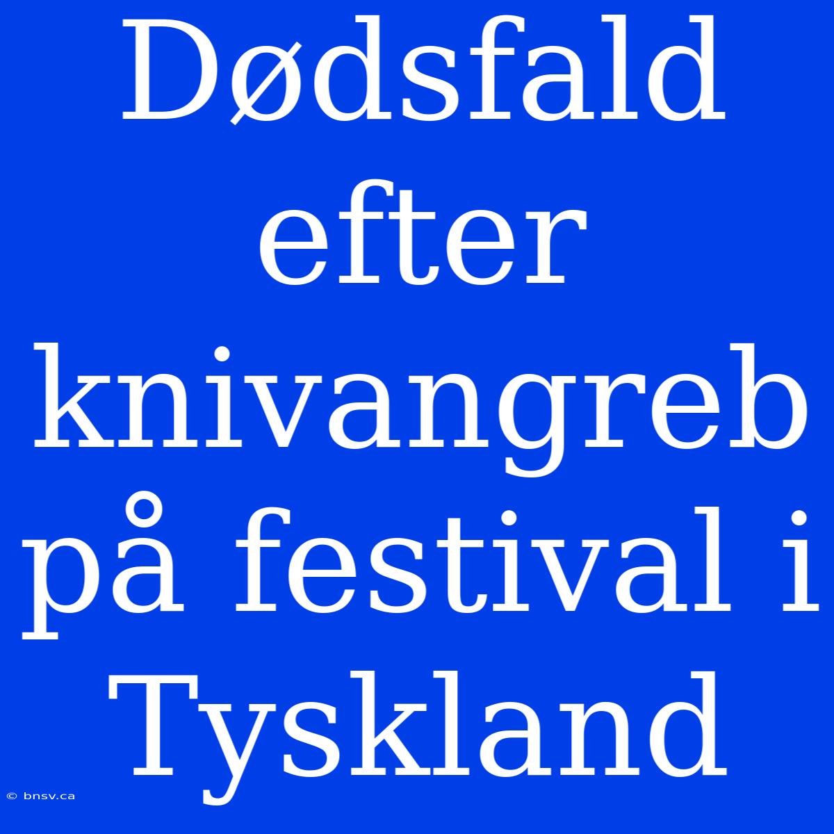 Dødsfald Efter Knivangreb På Festival I Tyskland