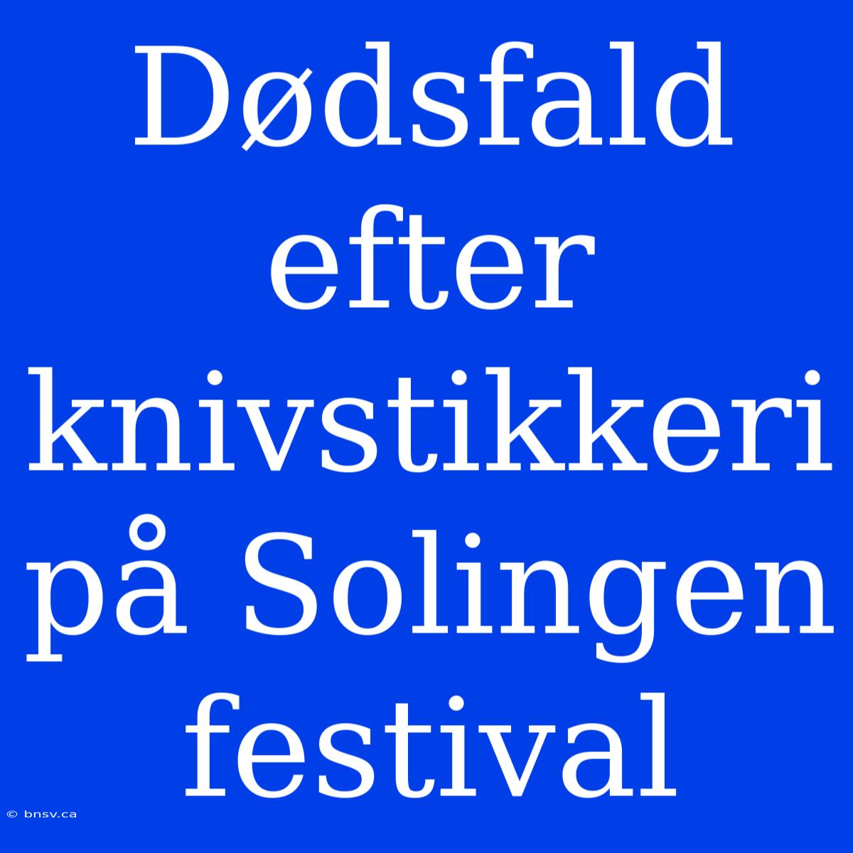 Dødsfald Efter Knivstikkeri På Solingen Festival