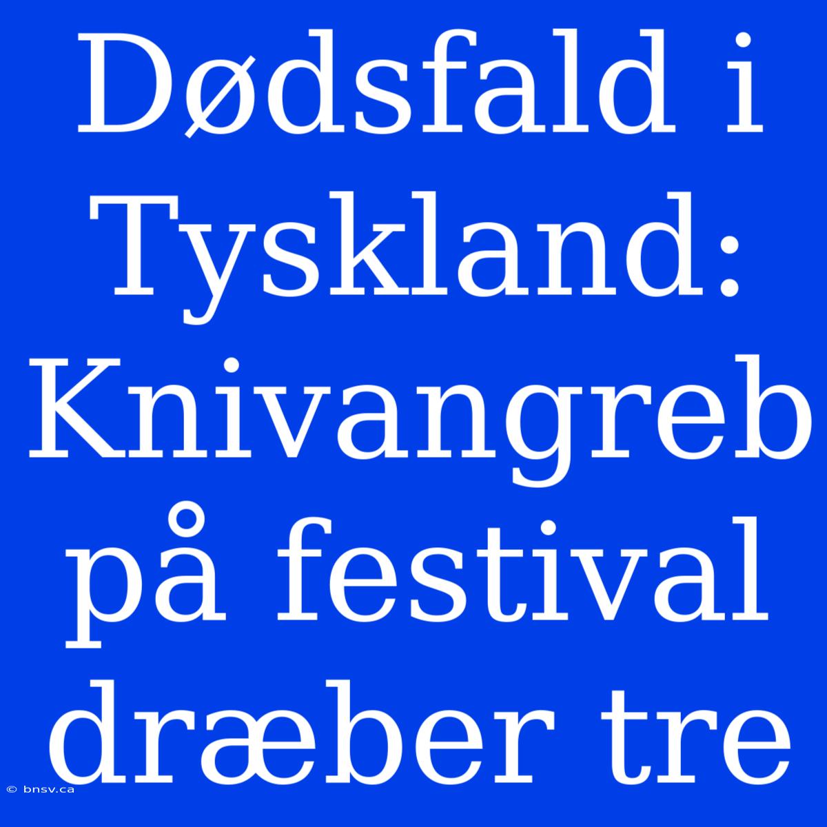 Dødsfald I Tyskland: Knivangreb På Festival Dræber Tre