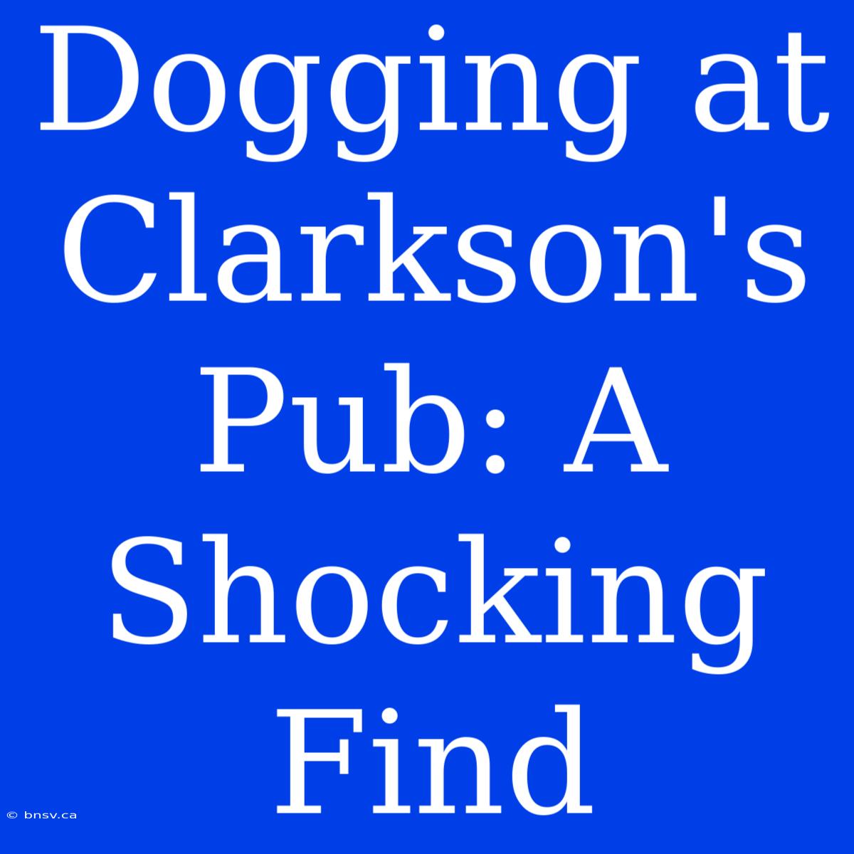 Dogging At Clarkson's Pub: A Shocking Find