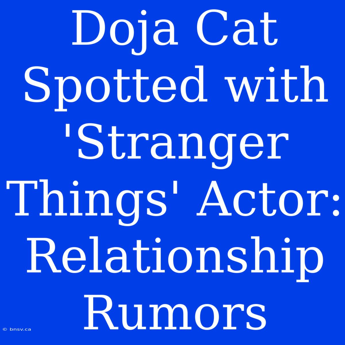 Doja Cat Spotted With 'Stranger Things' Actor: Relationship Rumors