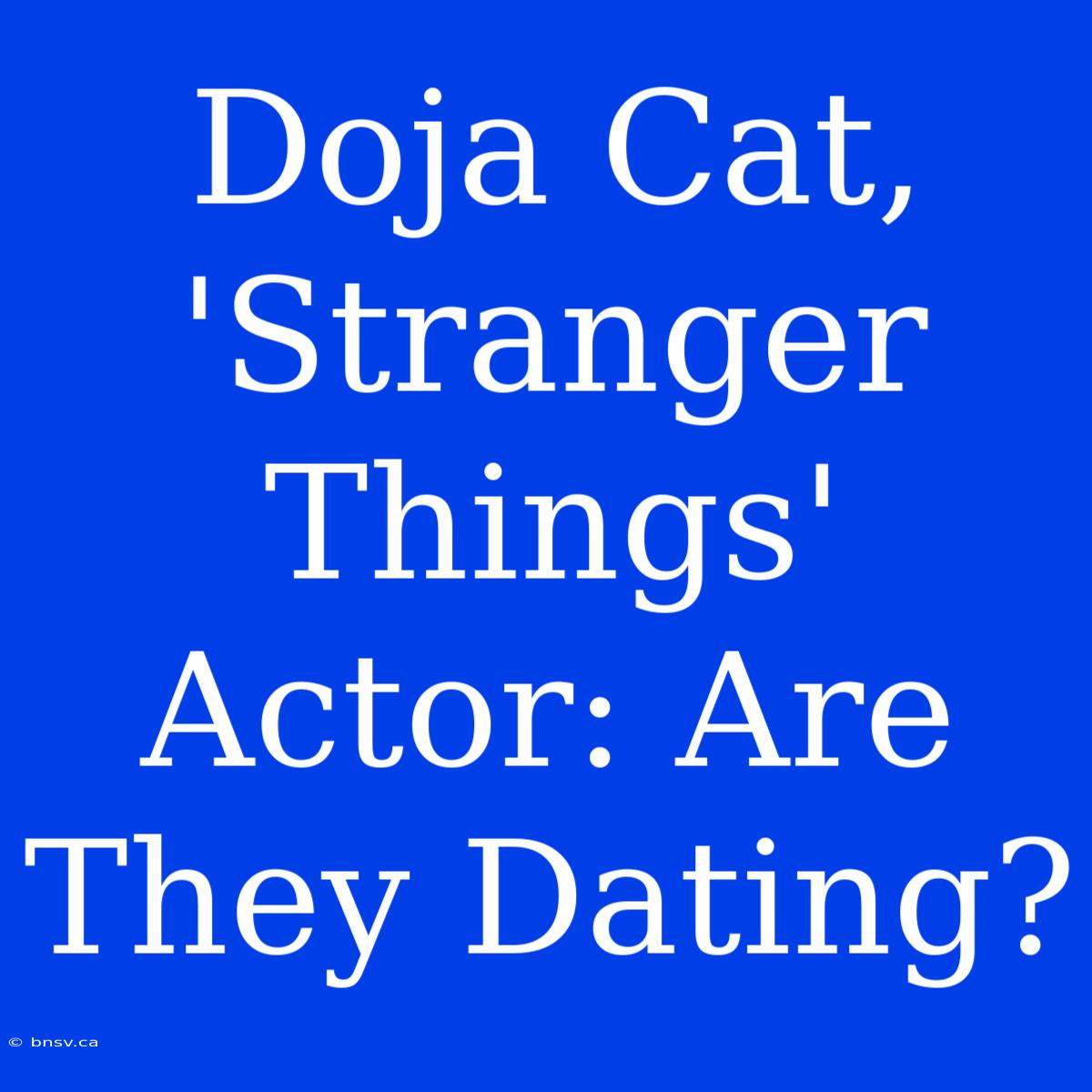 Doja Cat, 'Stranger Things' Actor: Are They Dating?