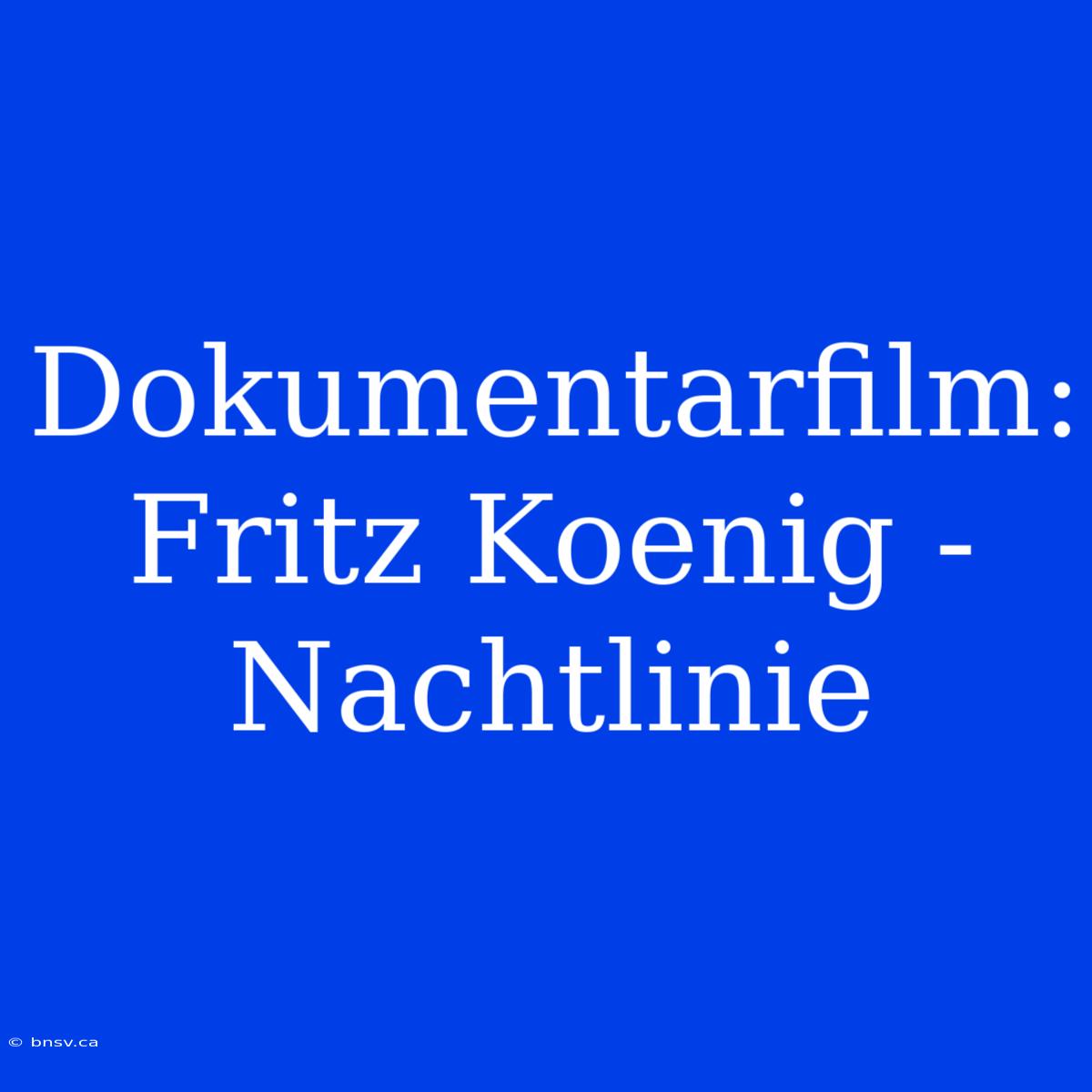 Dokumentarfilm: Fritz Koenig - Nachtlinie