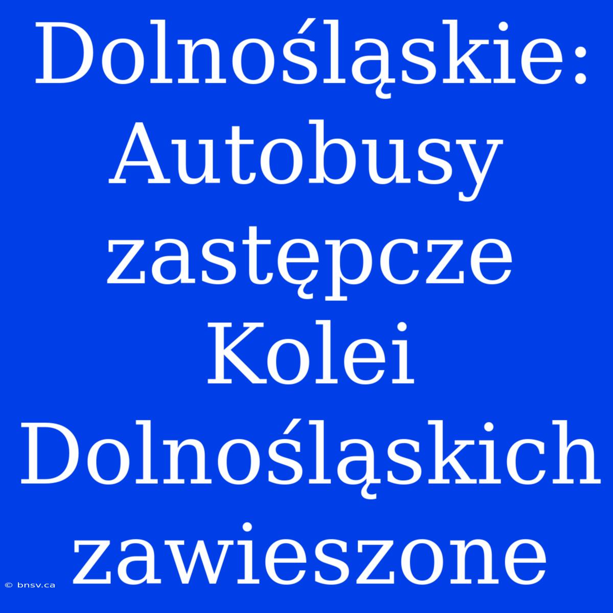 Dolnośląskie: Autobusy Zastępcze Kolei Dolnośląskich Zawieszone