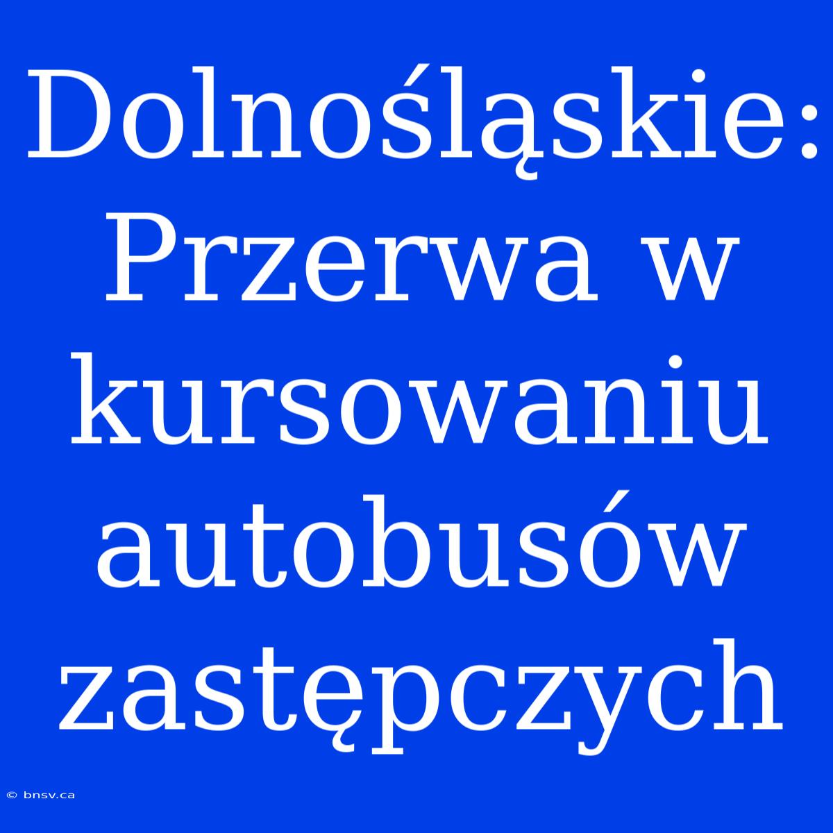 Dolnośląskie: Przerwa W Kursowaniu Autobusów Zastępczych