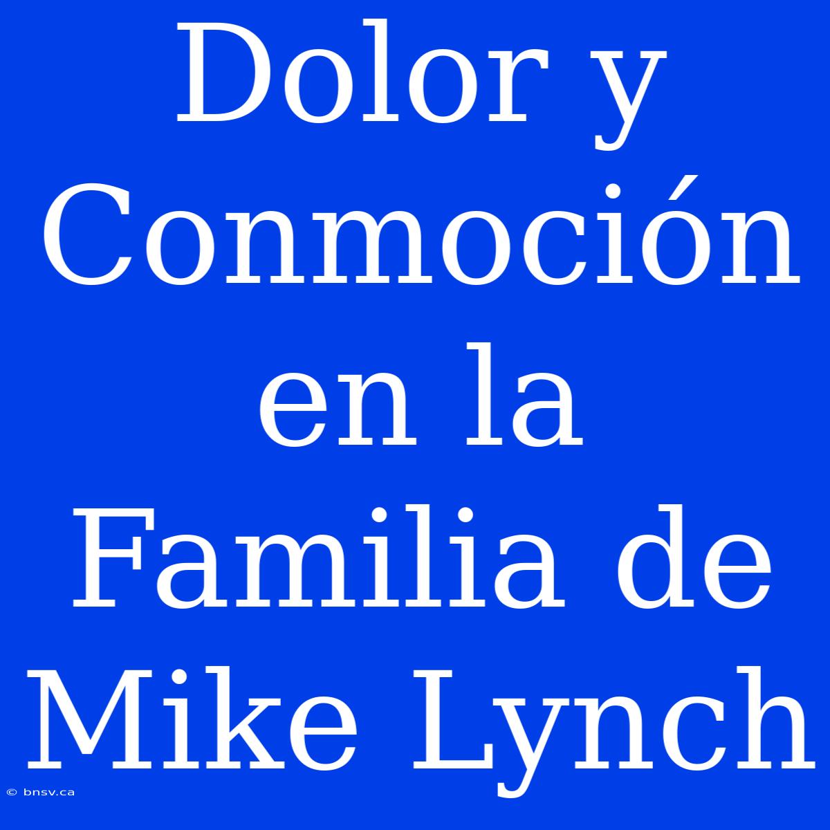 Dolor Y Conmoción En La Familia De Mike Lynch