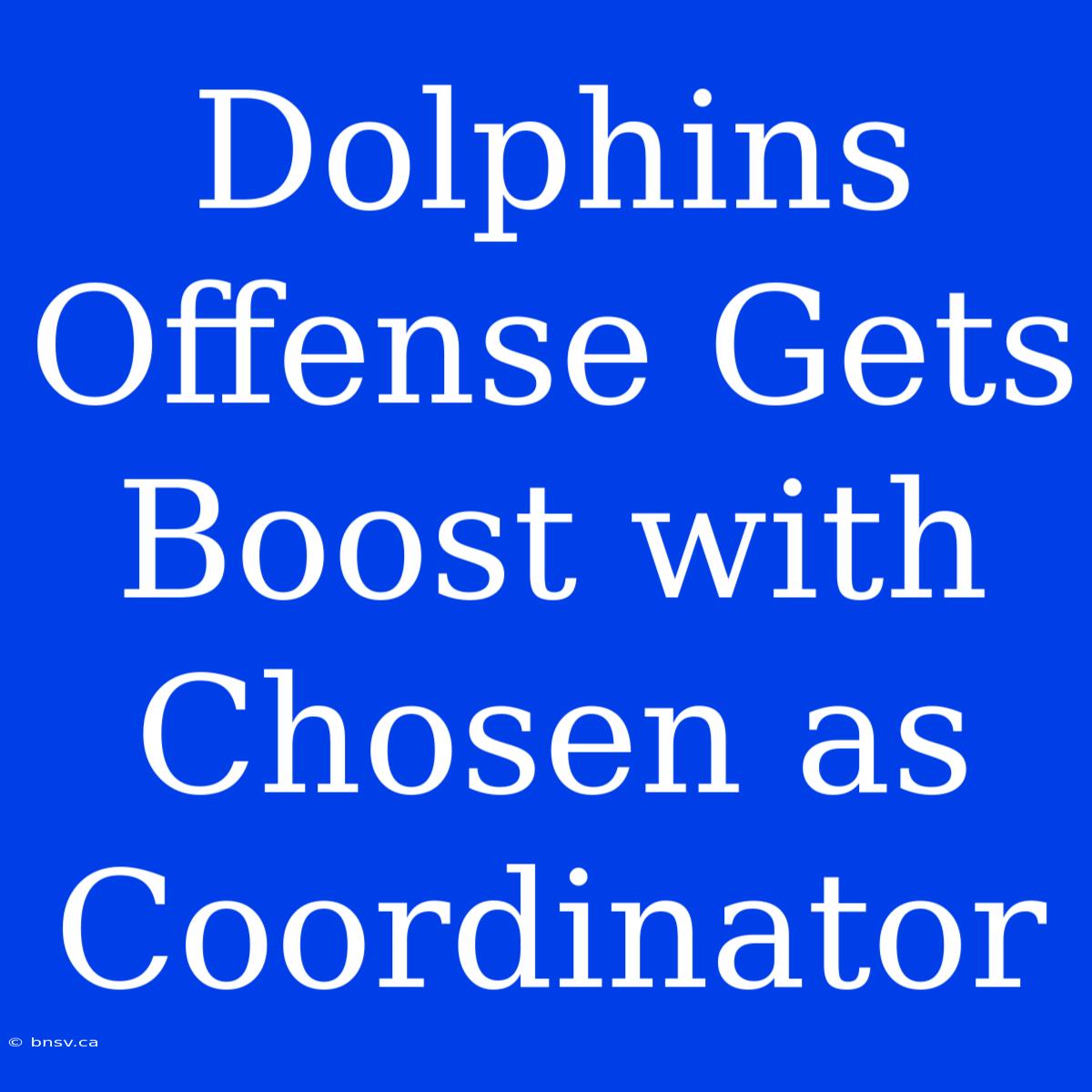 Dolphins Offense Gets Boost With Chosen As Coordinator