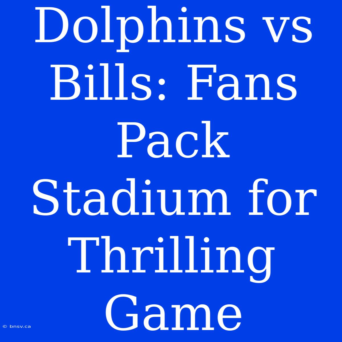 Dolphins Vs Bills: Fans Pack Stadium For Thrilling Game