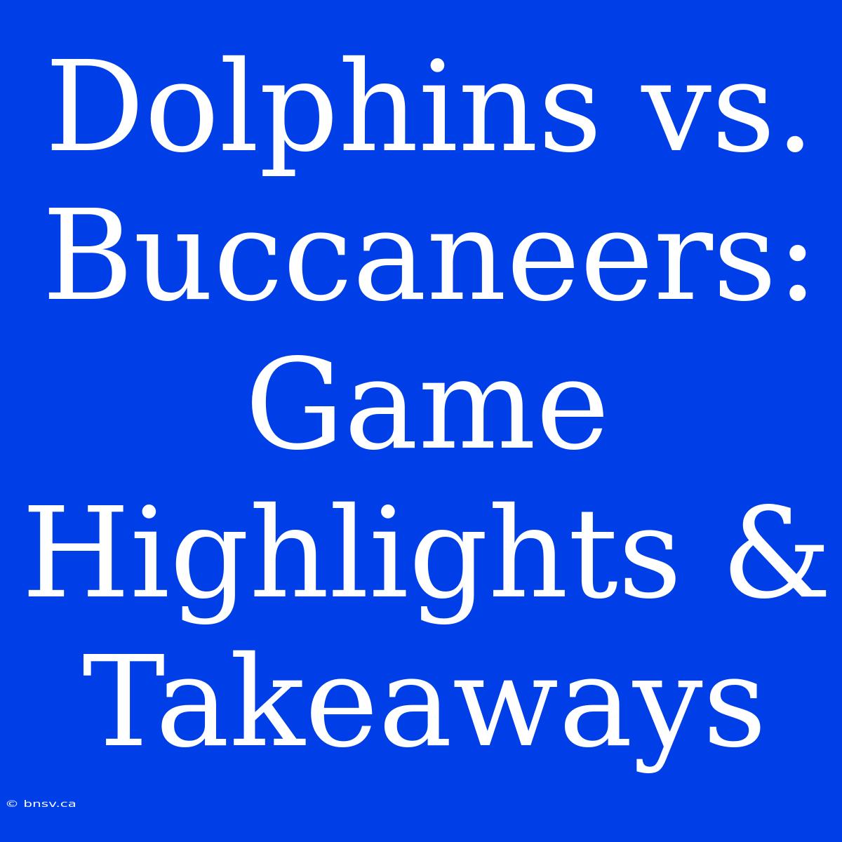 Dolphins Vs. Buccaneers: Game Highlights & Takeaways