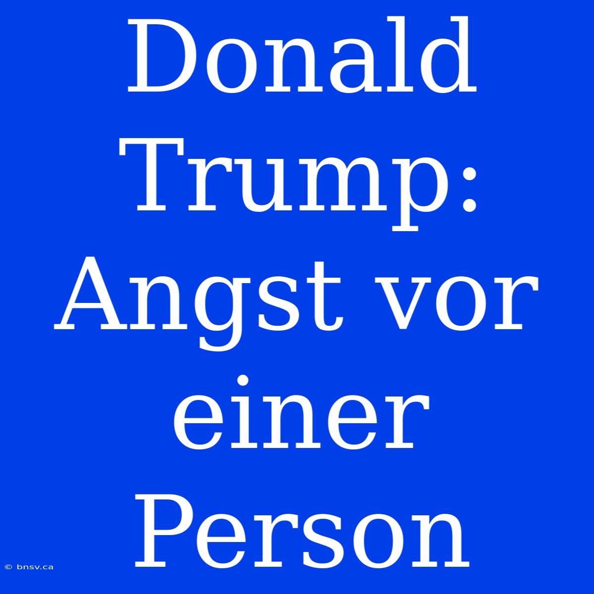 Donald Trump: Angst Vor Einer Person