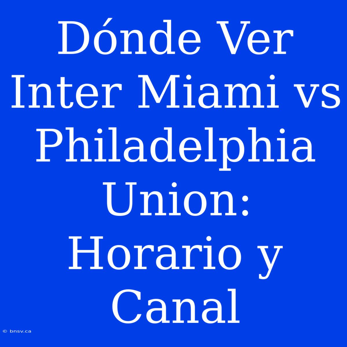 Dónde Ver Inter Miami Vs Philadelphia Union: Horario Y Canal