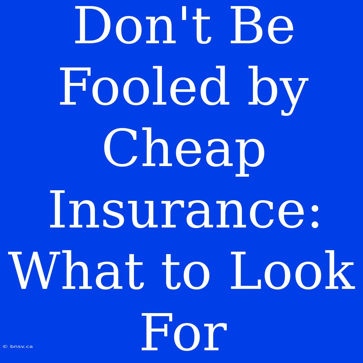 Don't Be Fooled By Cheap Insurance: What To Look For