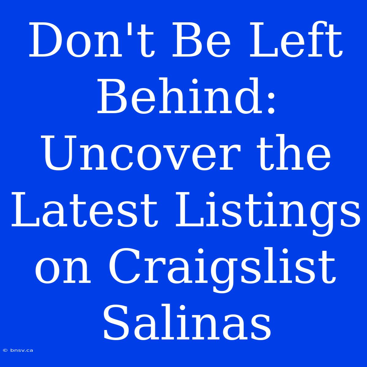 Don't Be Left Behind: Uncover The Latest Listings On Craigslist Salinas