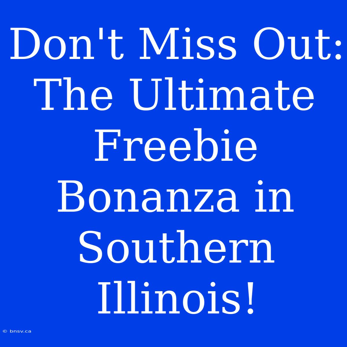 Don't Miss Out: The Ultimate Freebie Bonanza In Southern Illinois!