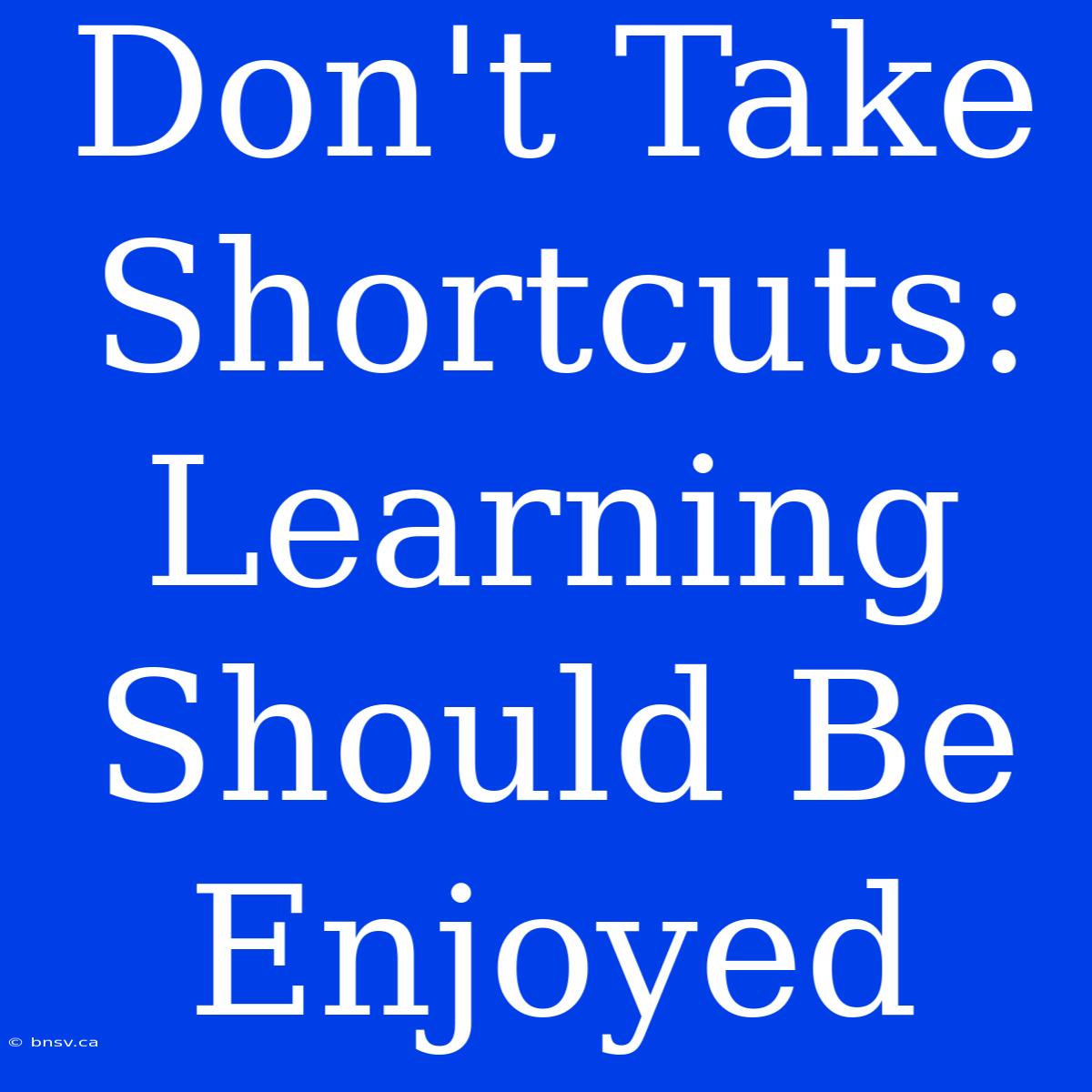 Don't Take Shortcuts: Learning Should Be Enjoyed