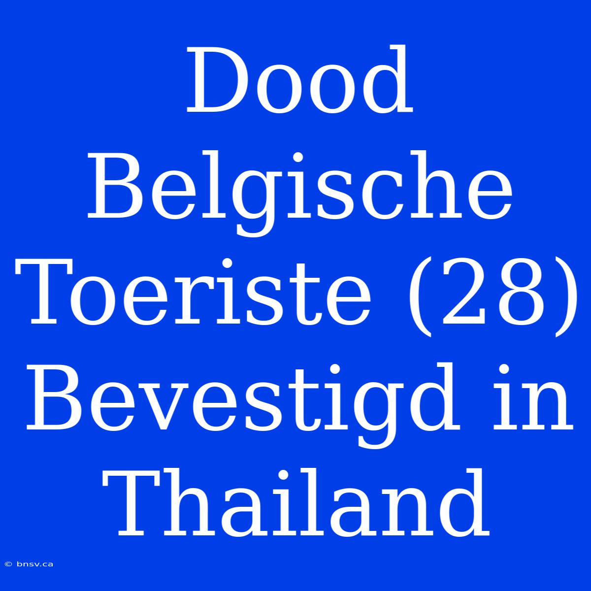 Dood Belgische Toeriste (28) Bevestigd In Thailand