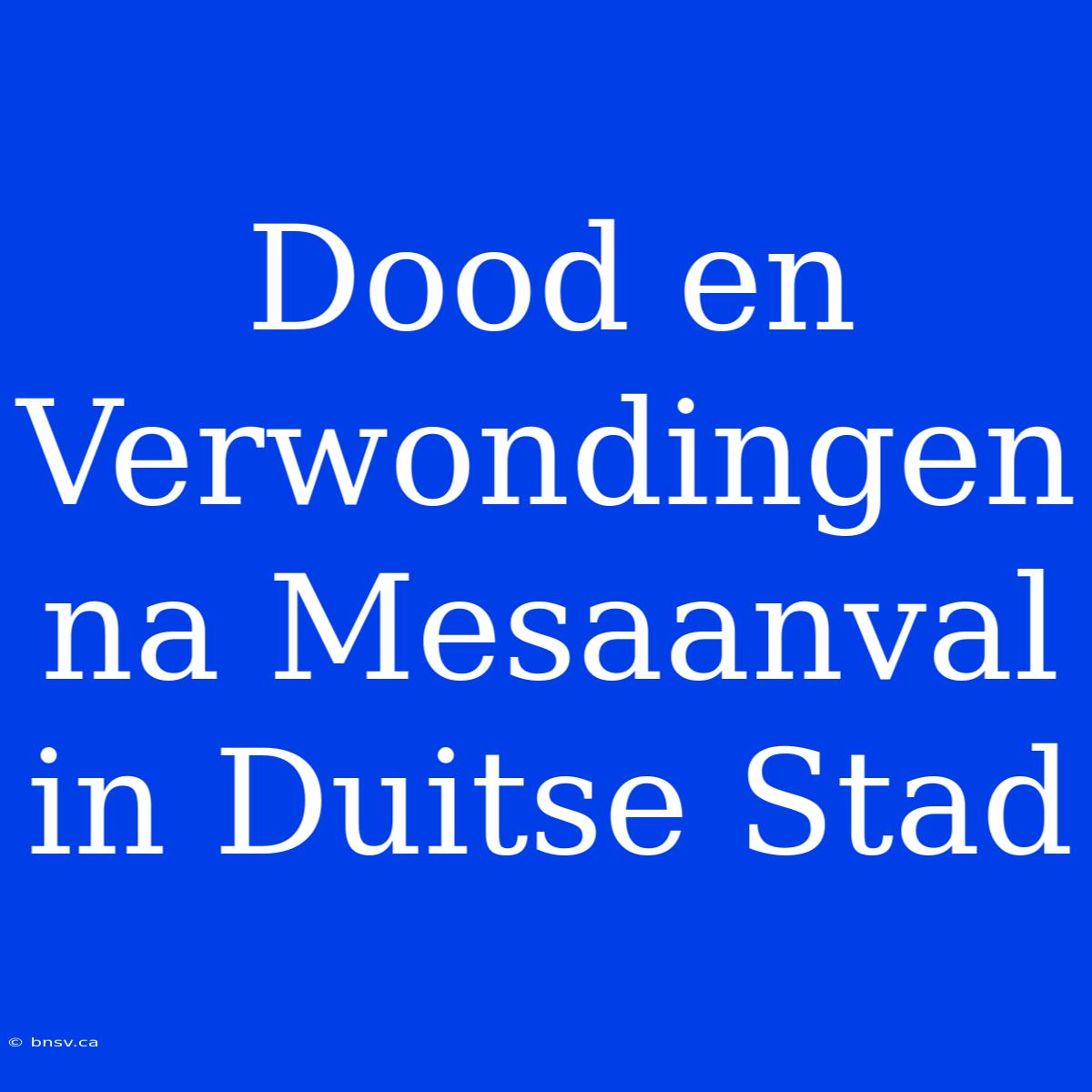 Dood En Verwondingen Na Mesaanval In Duitse Stad