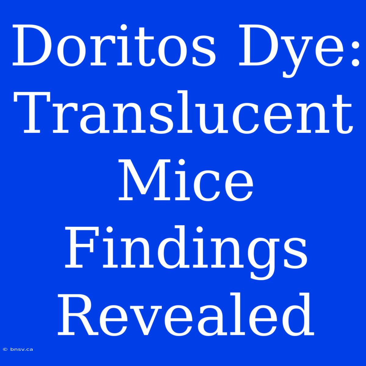 Doritos Dye: Translucent Mice Findings Revealed