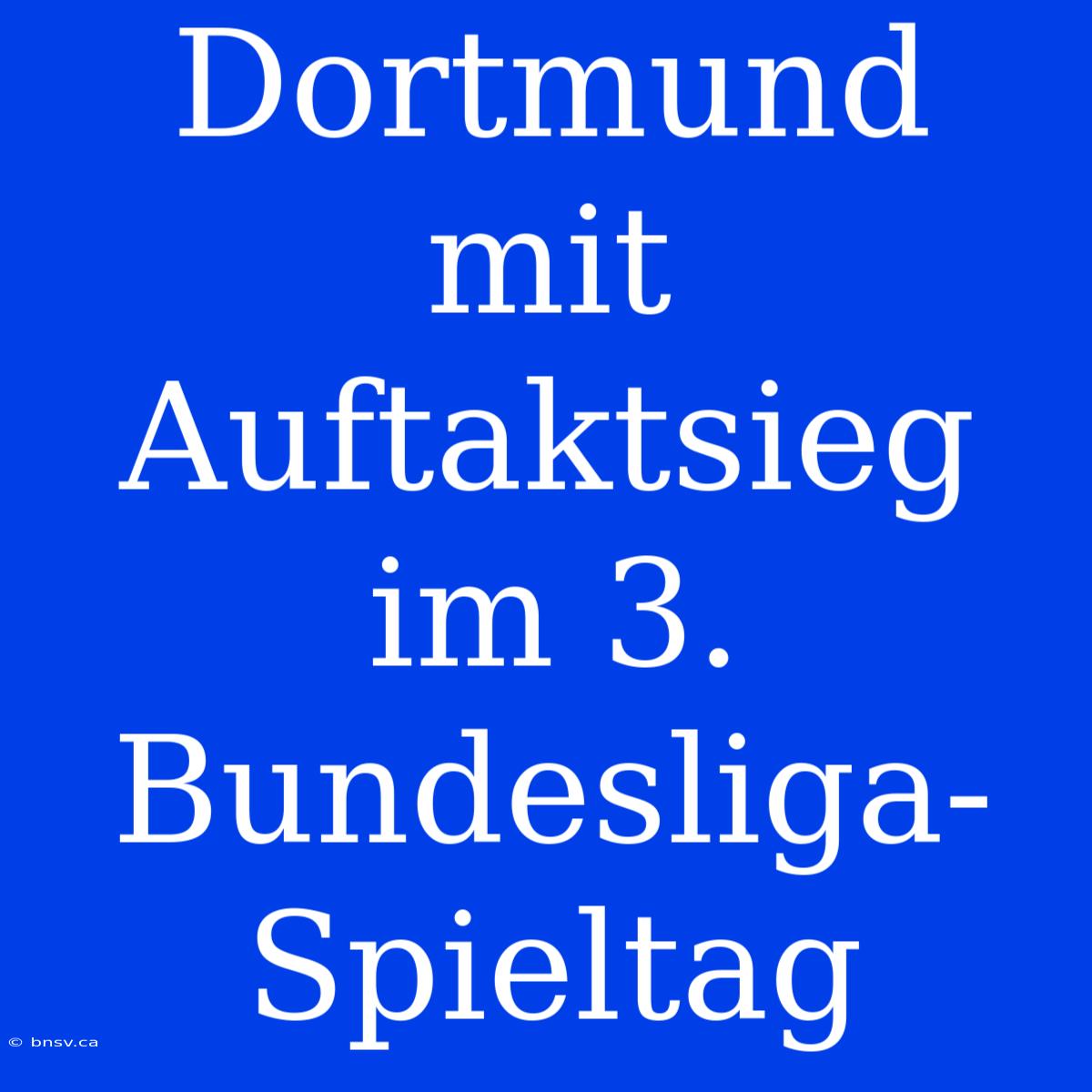 Dortmund Mit Auftaktsieg Im 3. Bundesliga-Spieltag