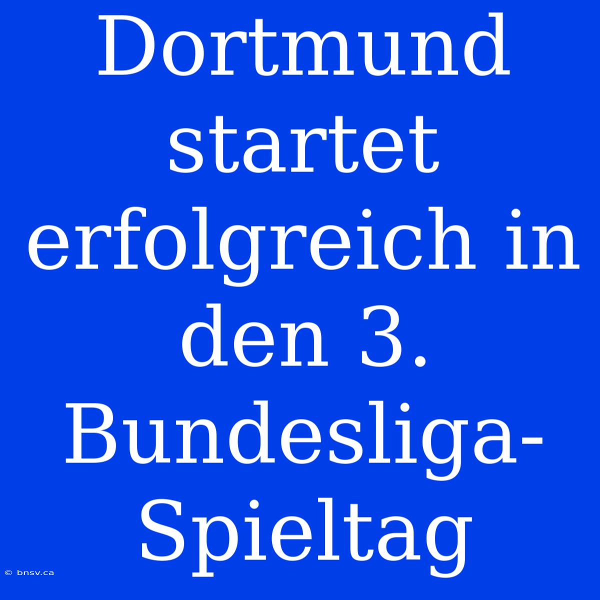 Dortmund Startet Erfolgreich In Den 3. Bundesliga-Spieltag