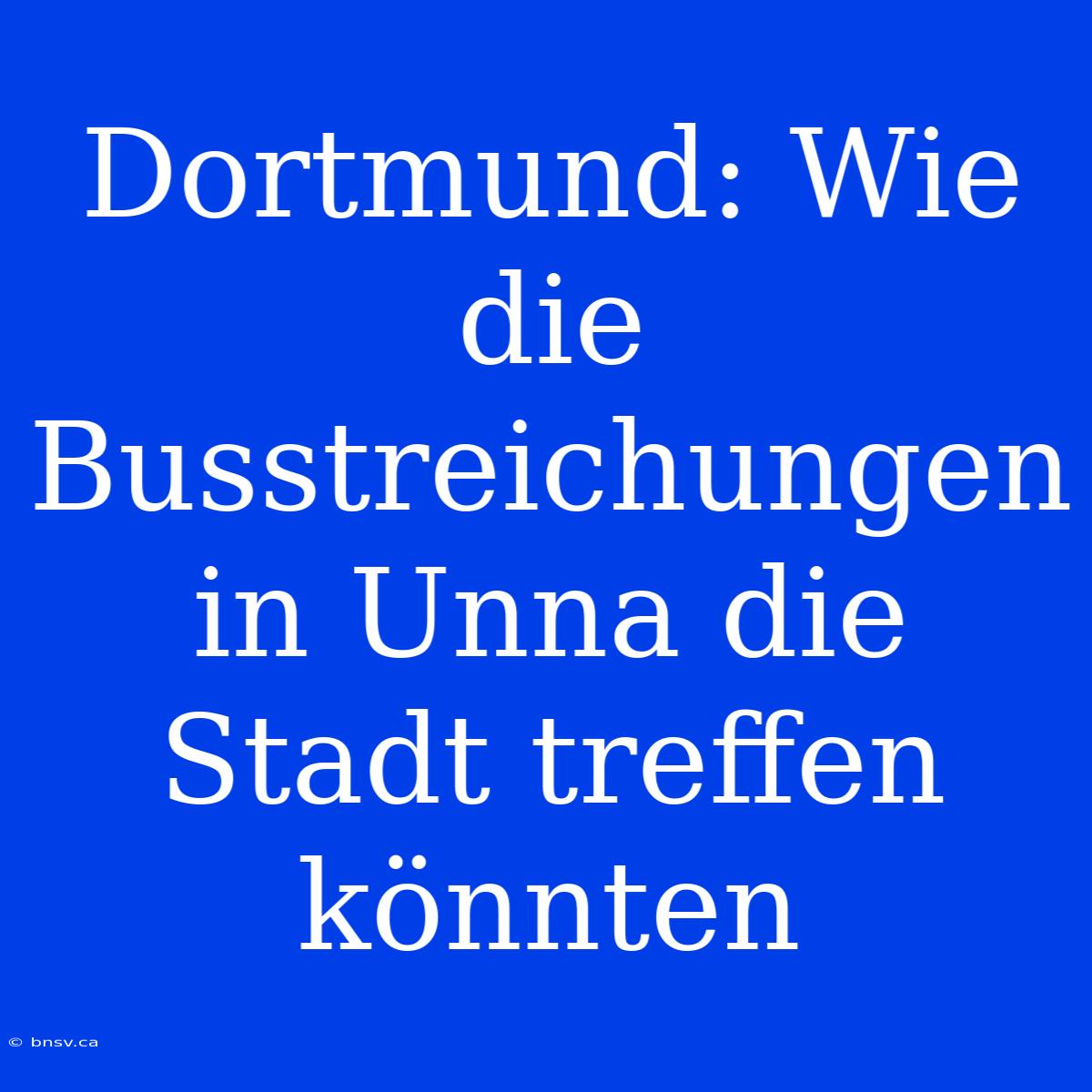 Dortmund: Wie Die Busstreichungen In Unna Die Stadt Treffen Könnten