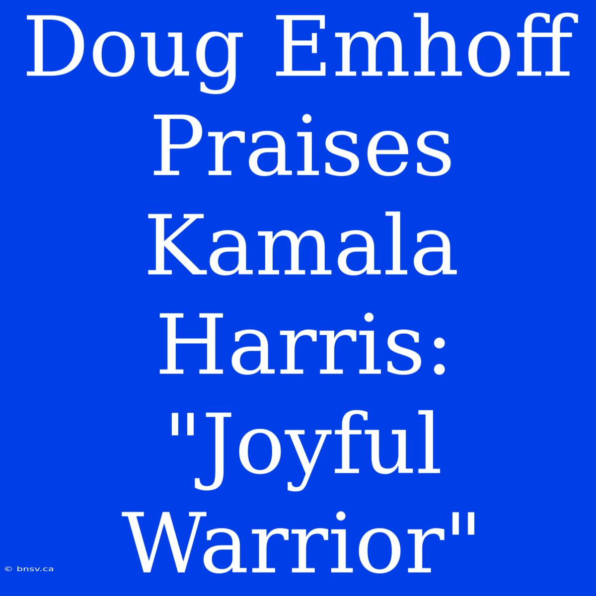 Doug Emhoff Praises Kamala Harris: 