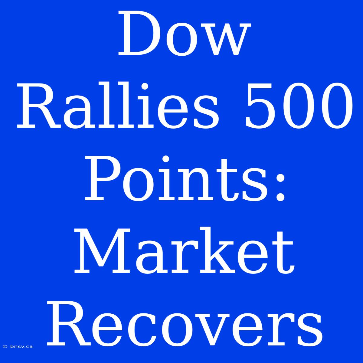 Dow Rallies 500 Points: Market Recovers