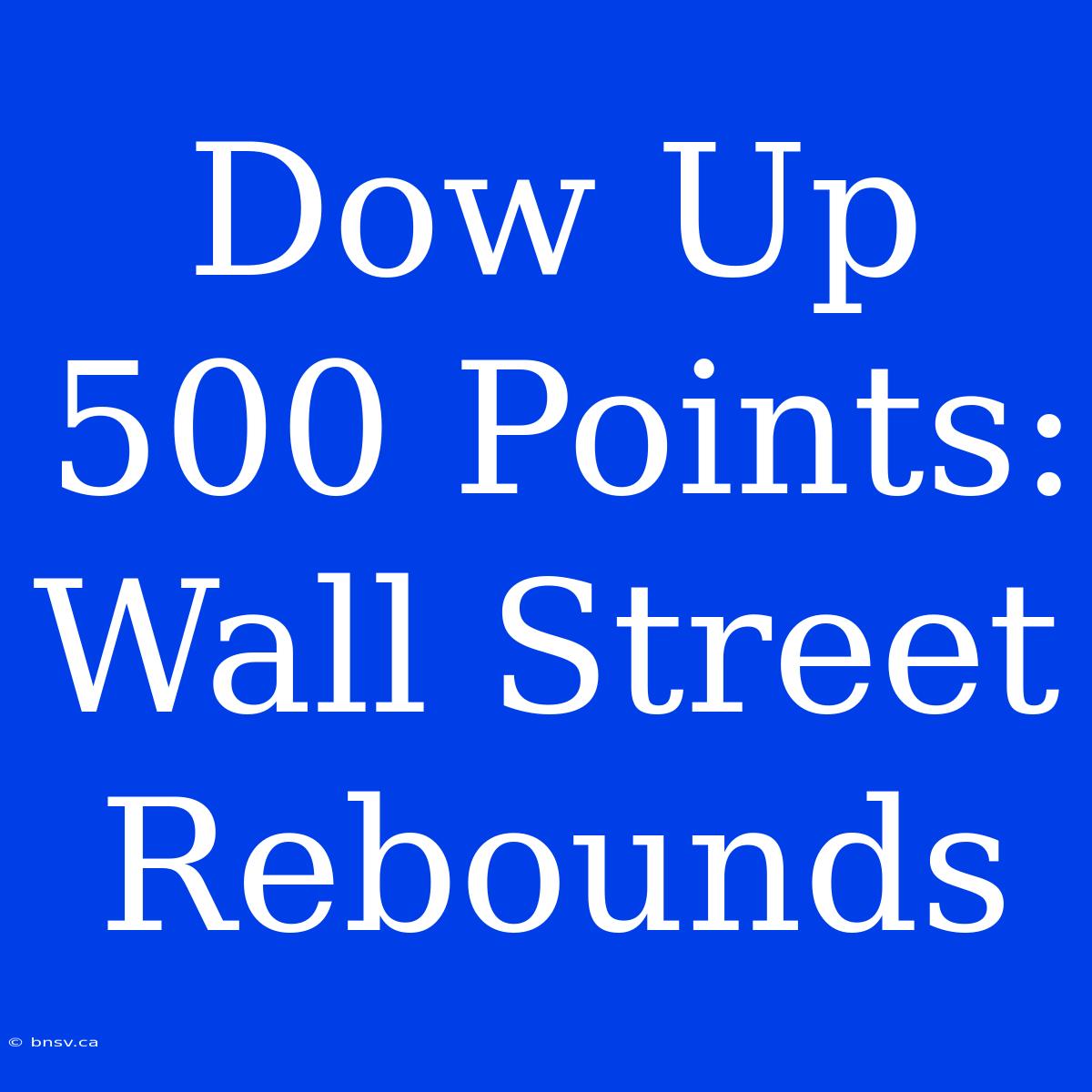 Dow Up 500 Points: Wall Street Rebounds