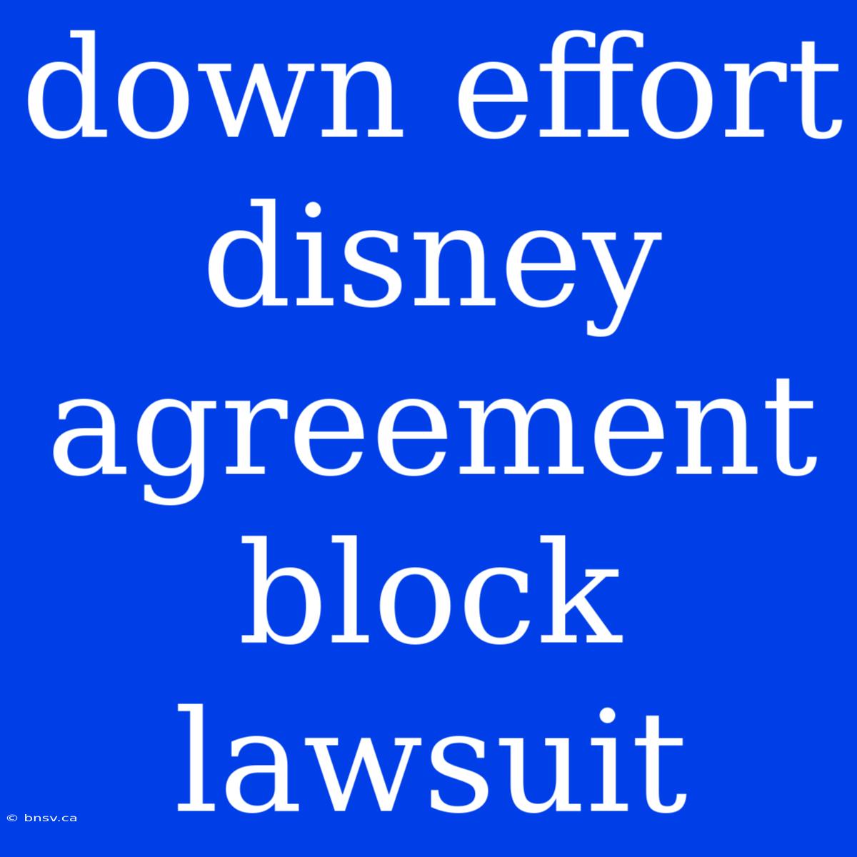 Down Effort Disney Agreement Block Lawsuit