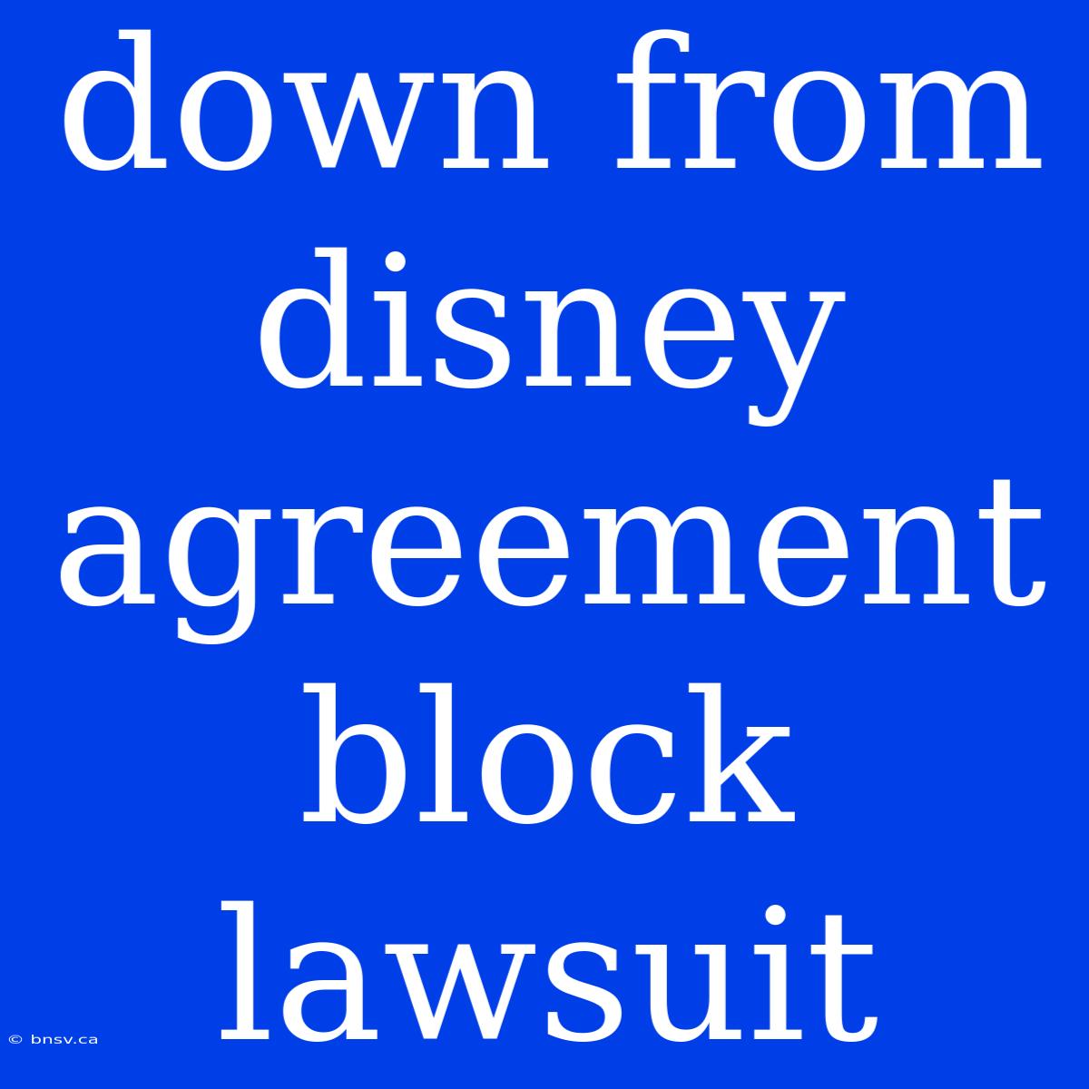 Down From Disney Agreement Block Lawsuit