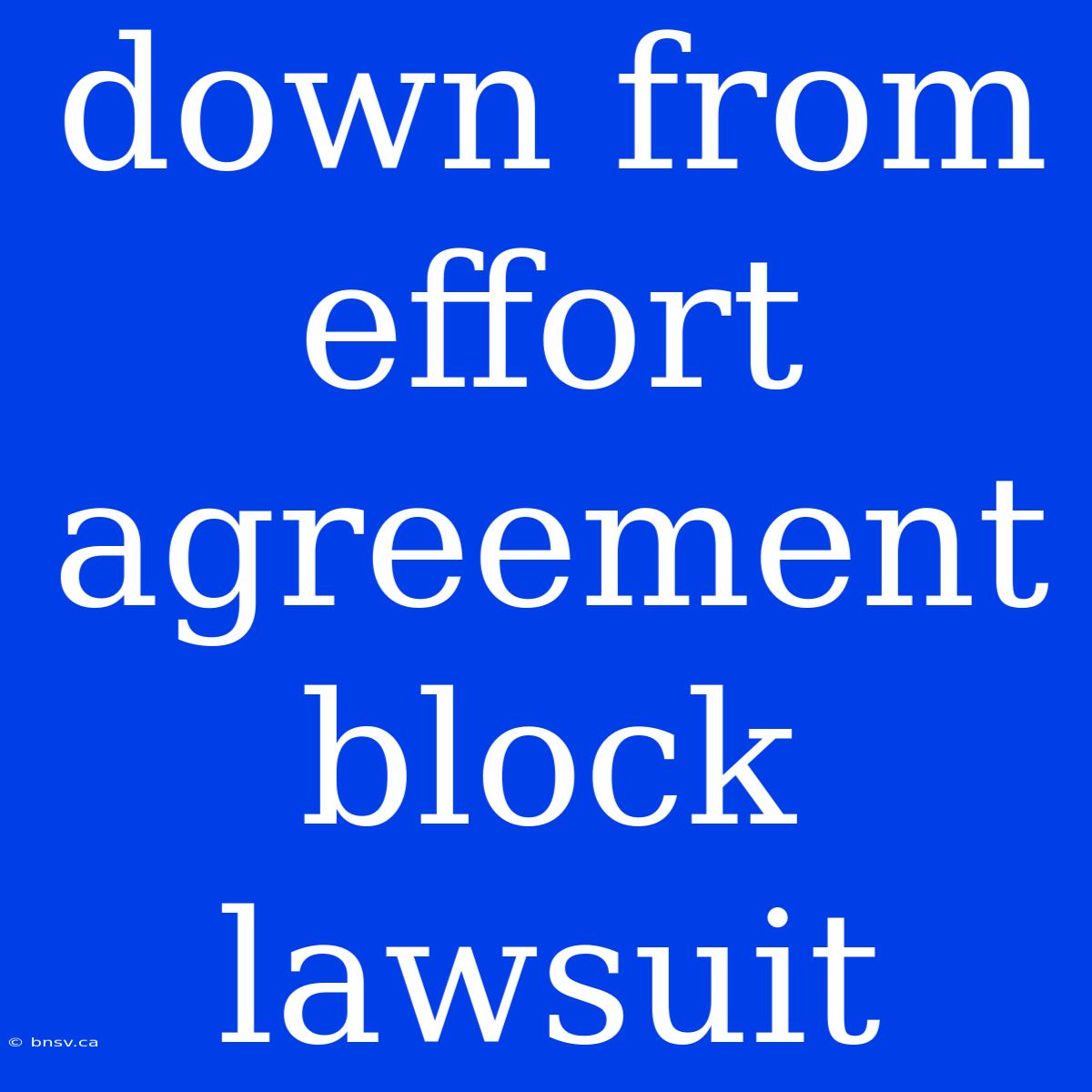 Down From Effort Agreement Block Lawsuit