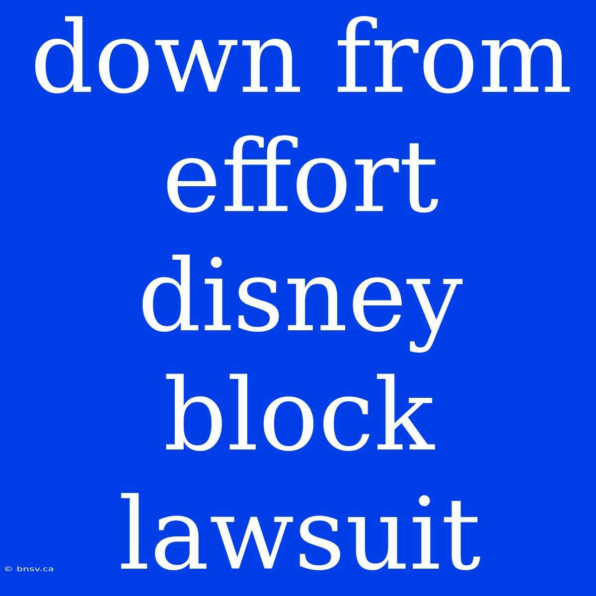 Down From Effort Disney Block Lawsuit