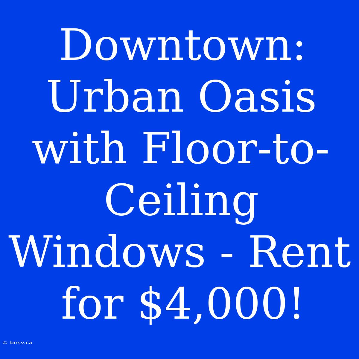 Downtown: Urban Oasis With Floor-to-Ceiling Windows - Rent For $4,000!