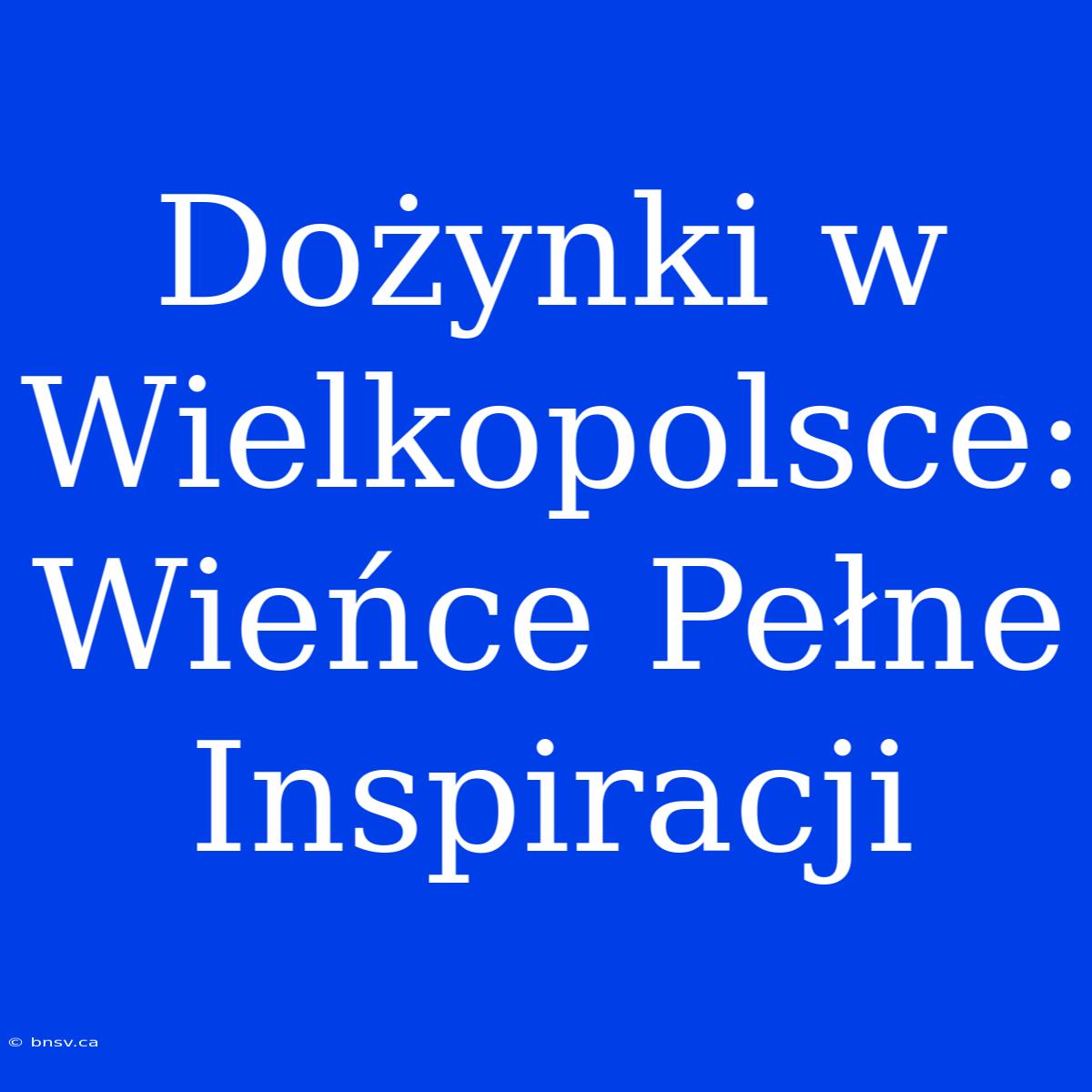 Dożynki W Wielkopolsce: Wieńce Pełne Inspiracji