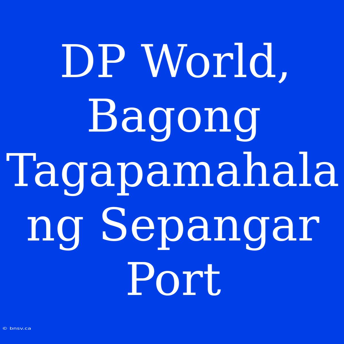 DP World, Bagong Tagapamahala Ng Sepangar Port