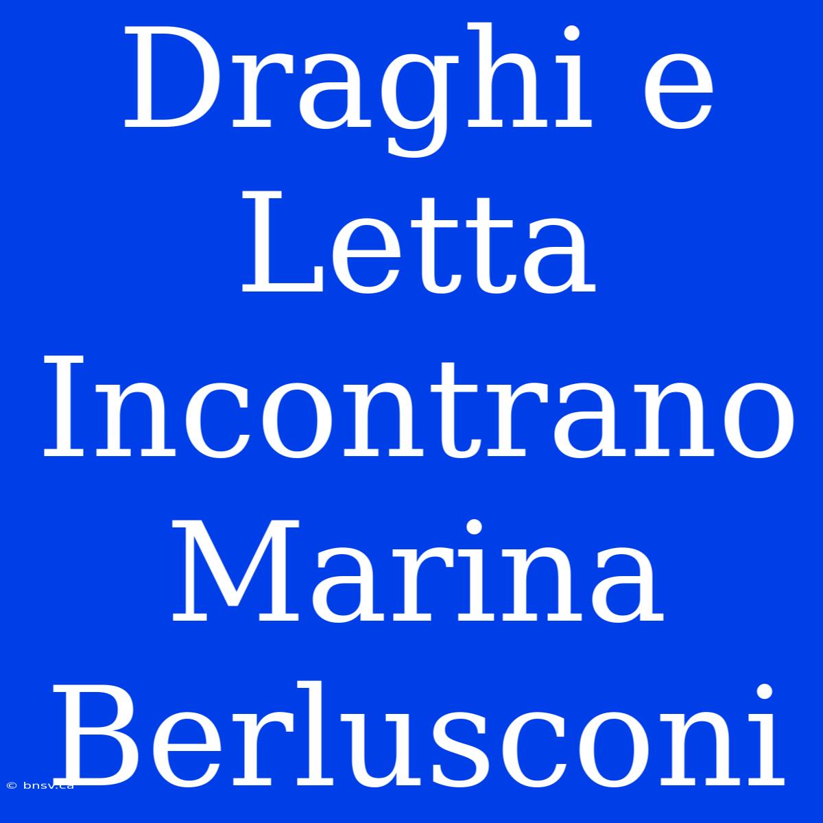 Draghi E Letta Incontrano Marina Berlusconi