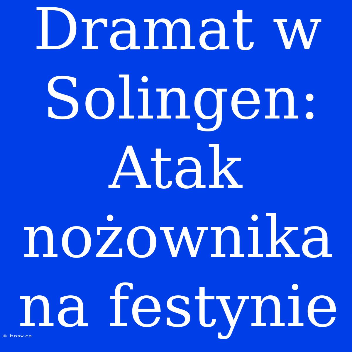 Dramat W Solingen: Atak Nożownika Na Festynie