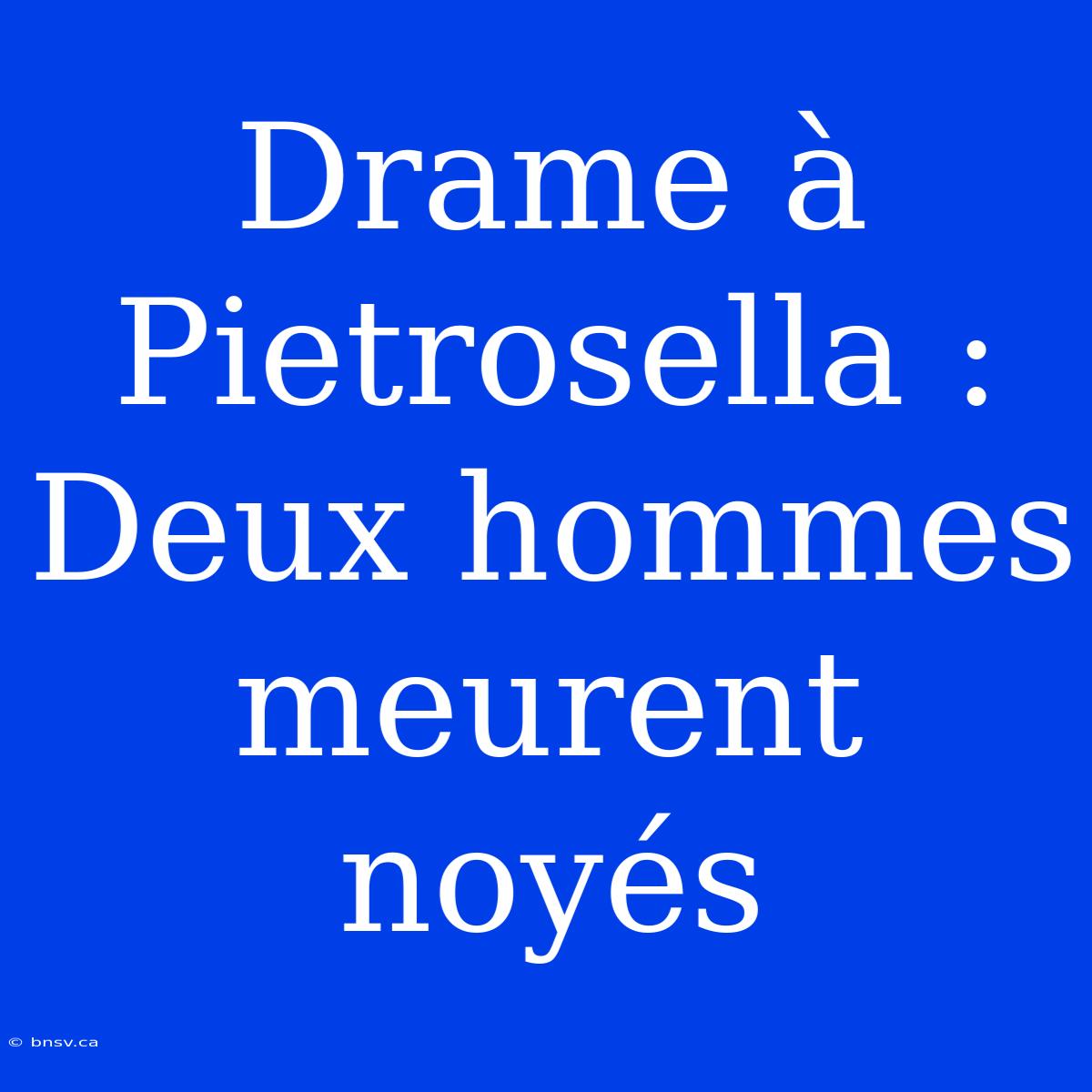 Drame À Pietrosella : Deux Hommes Meurent Noyés