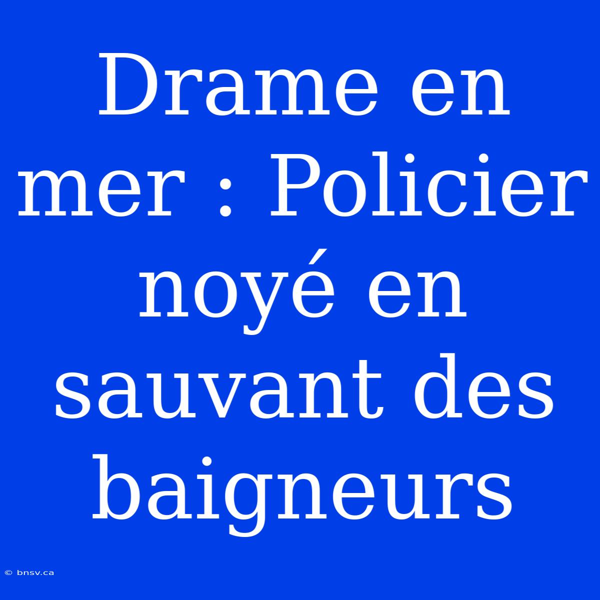 Drame En Mer : Policier Noyé En Sauvant Des Baigneurs