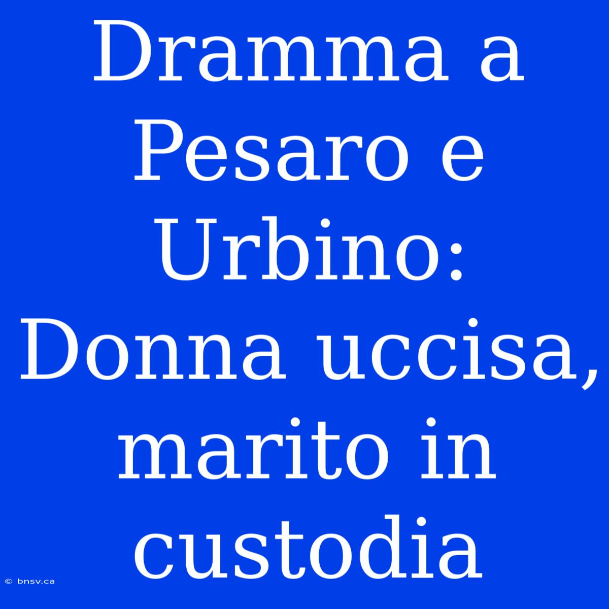 Dramma A Pesaro E Urbino: Donna Uccisa, Marito In Custodia