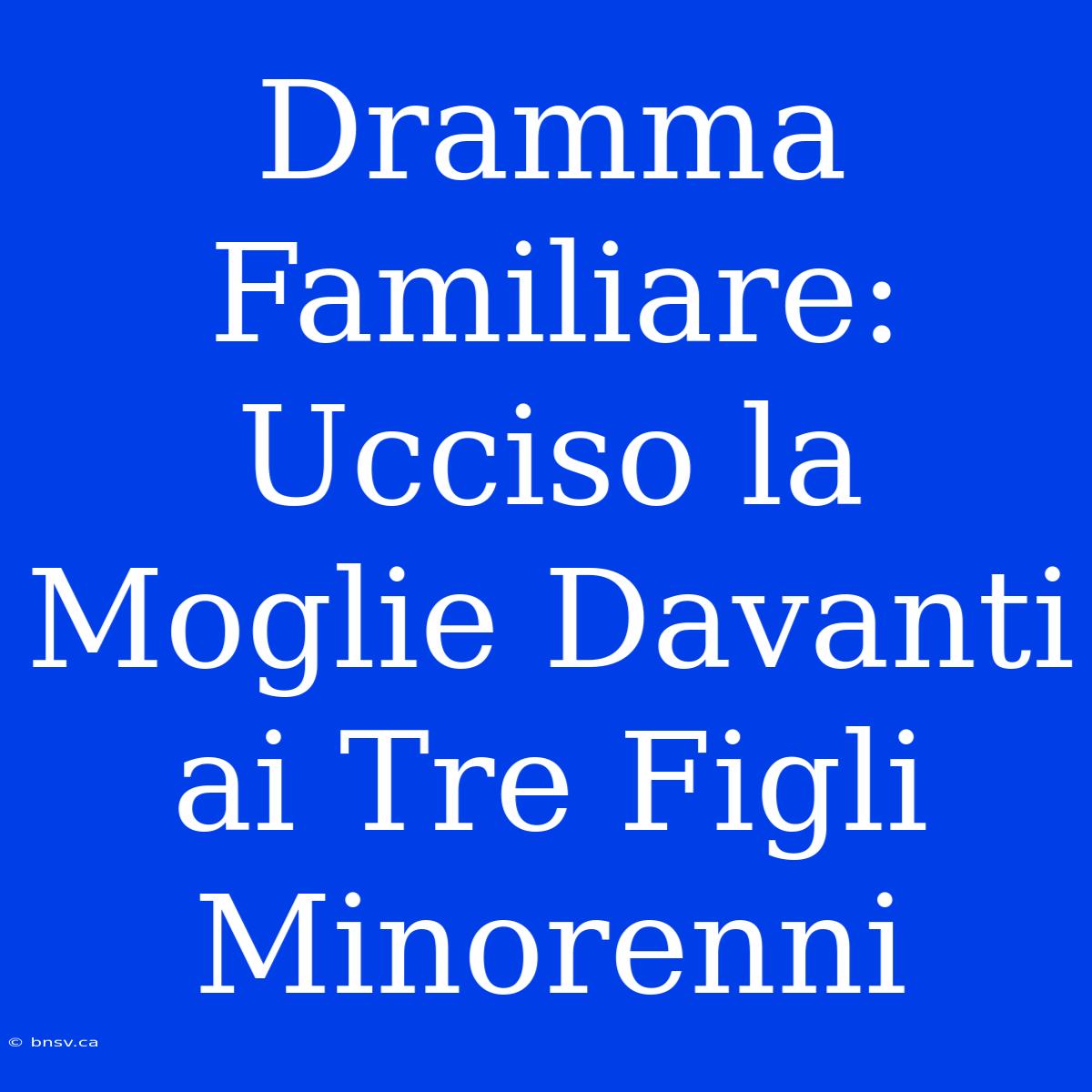 Dramma Familiare: Ucciso La Moglie Davanti Ai Tre Figli Minorenni