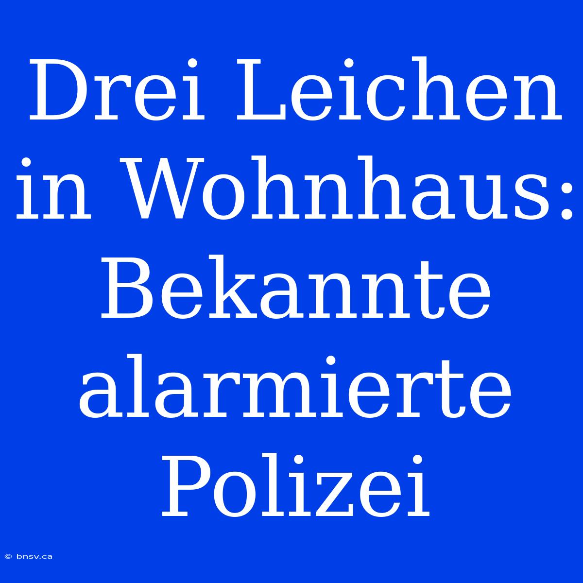 Drei Leichen In Wohnhaus: Bekannte Alarmierte Polizei