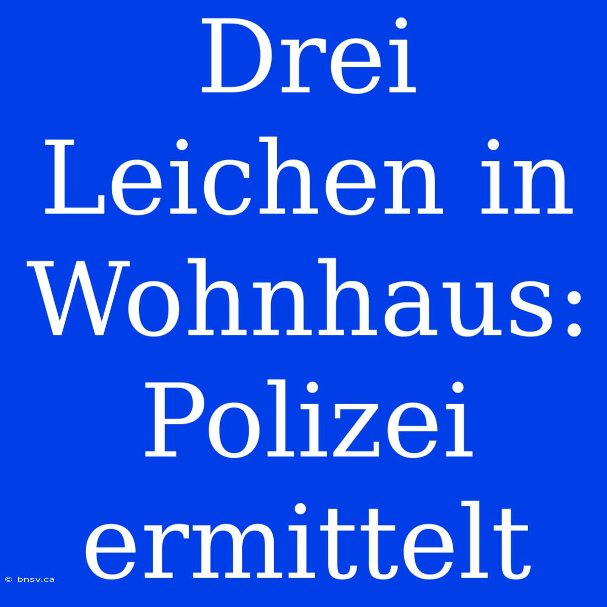 Drei Leichen In Wohnhaus: Polizei Ermittelt