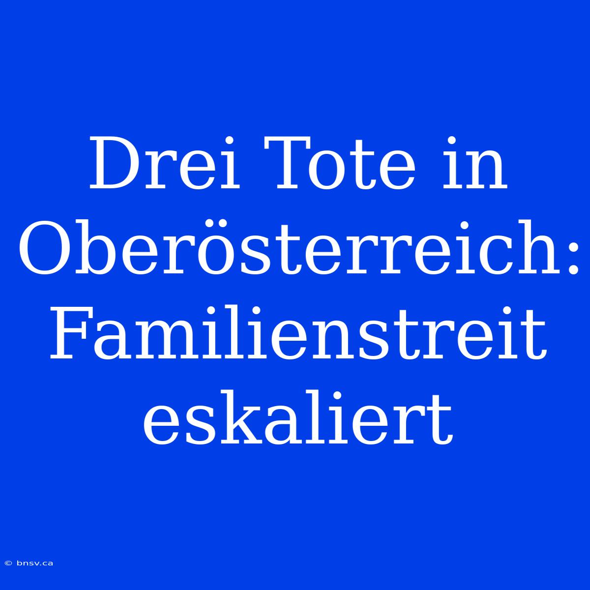 Drei Tote In Oberösterreich: Familienstreit Eskaliert