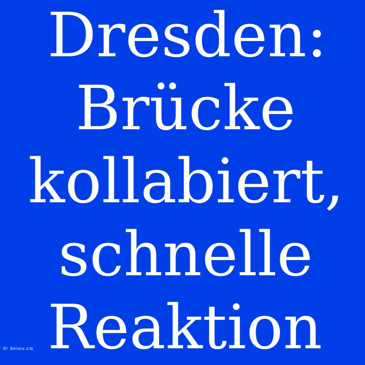 Dresden: Brücke Kollabiert, Schnelle Reaktion