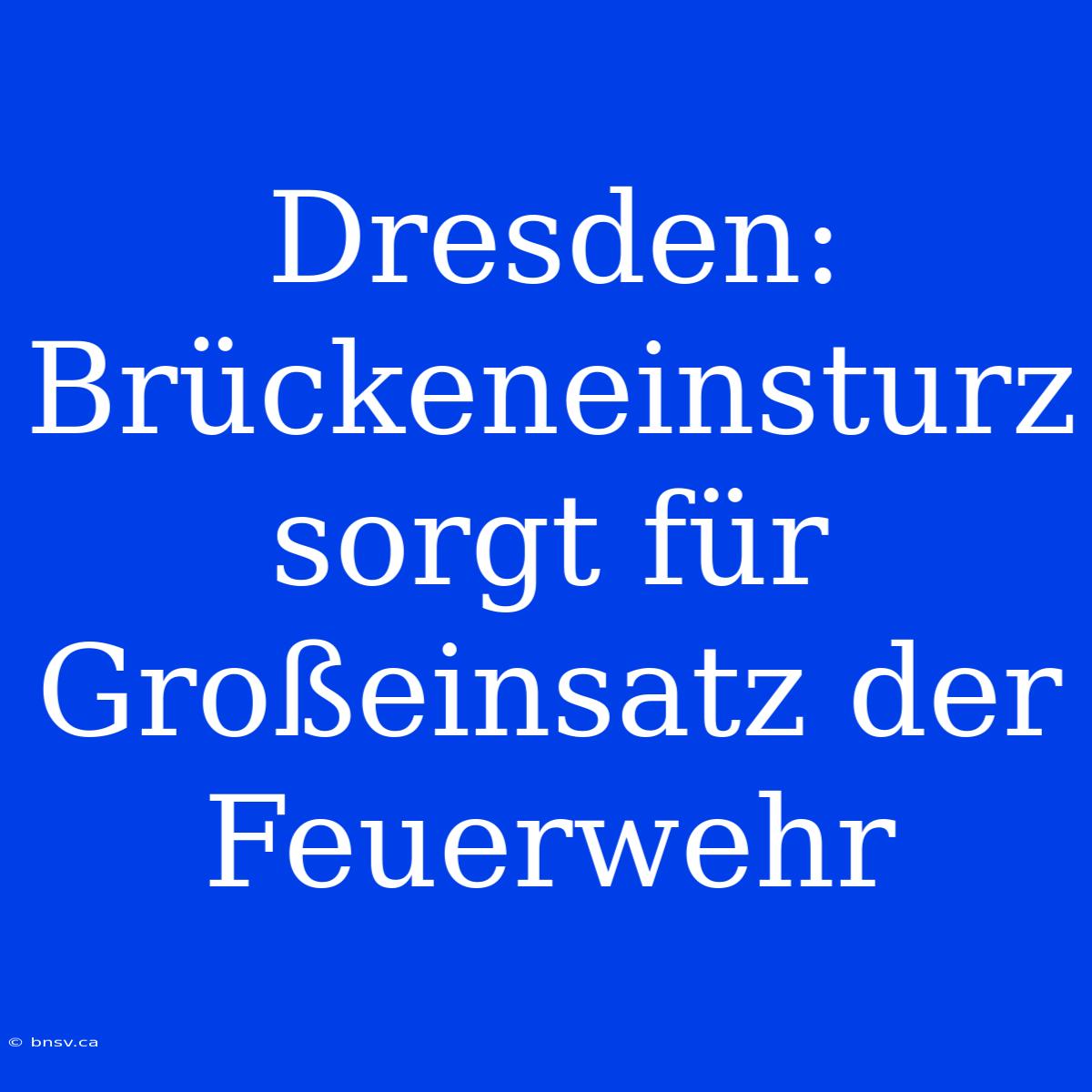 Dresden: Brückeneinsturz Sorgt Für Großeinsatz Der Feuerwehr