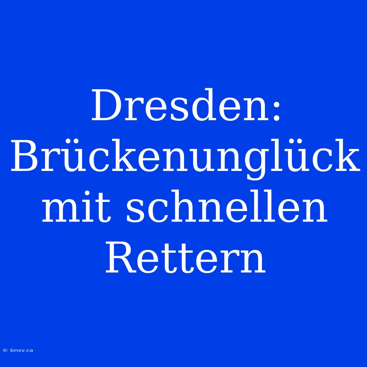 Dresden: Brückenunglück Mit Schnellen Rettern