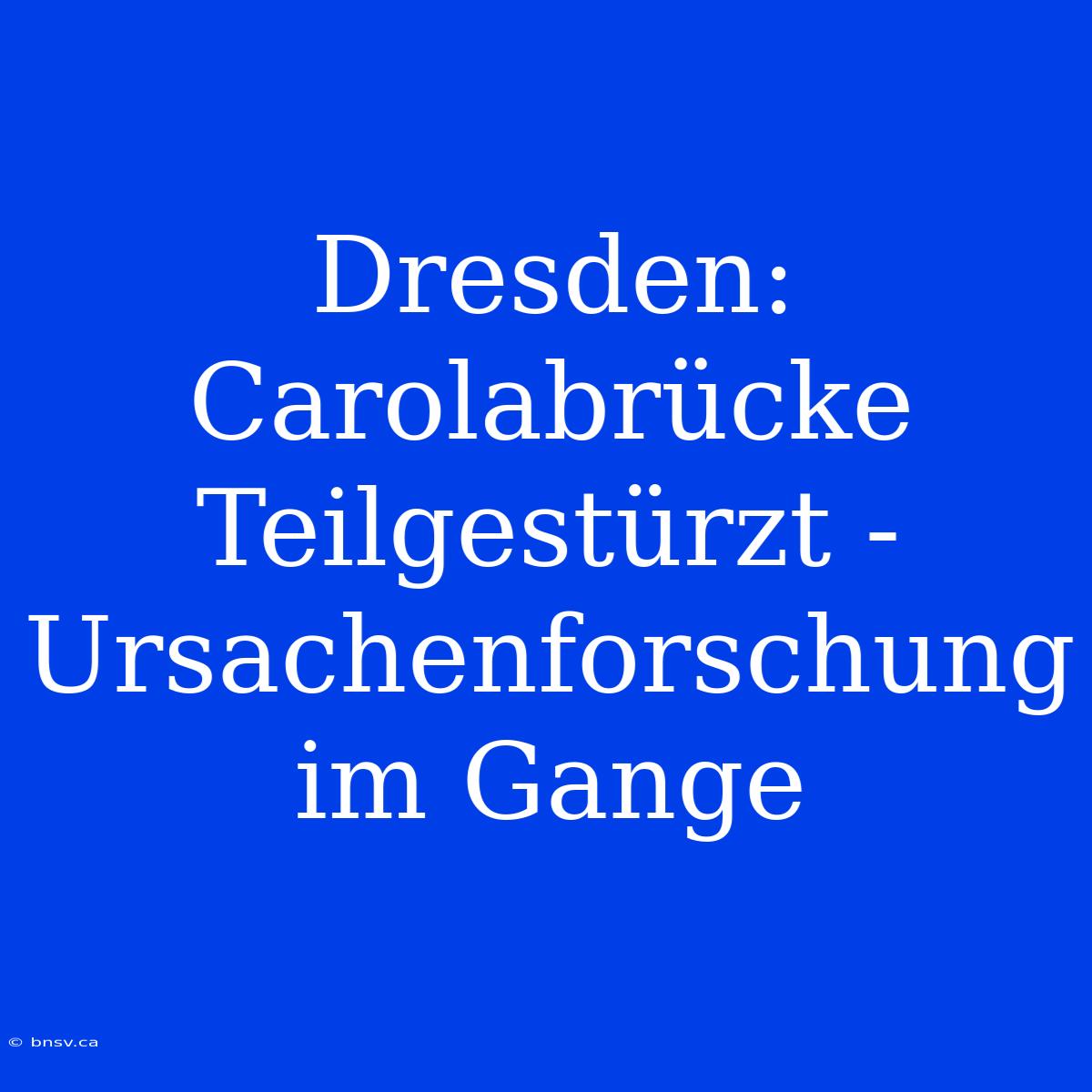 Dresden: Carolabrücke Teilgestürzt - Ursachenforschung Im Gange