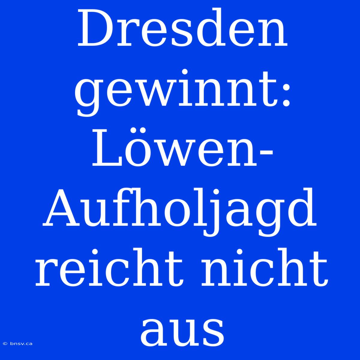 Dresden Gewinnt: Löwen-Aufholjagd Reicht Nicht Aus