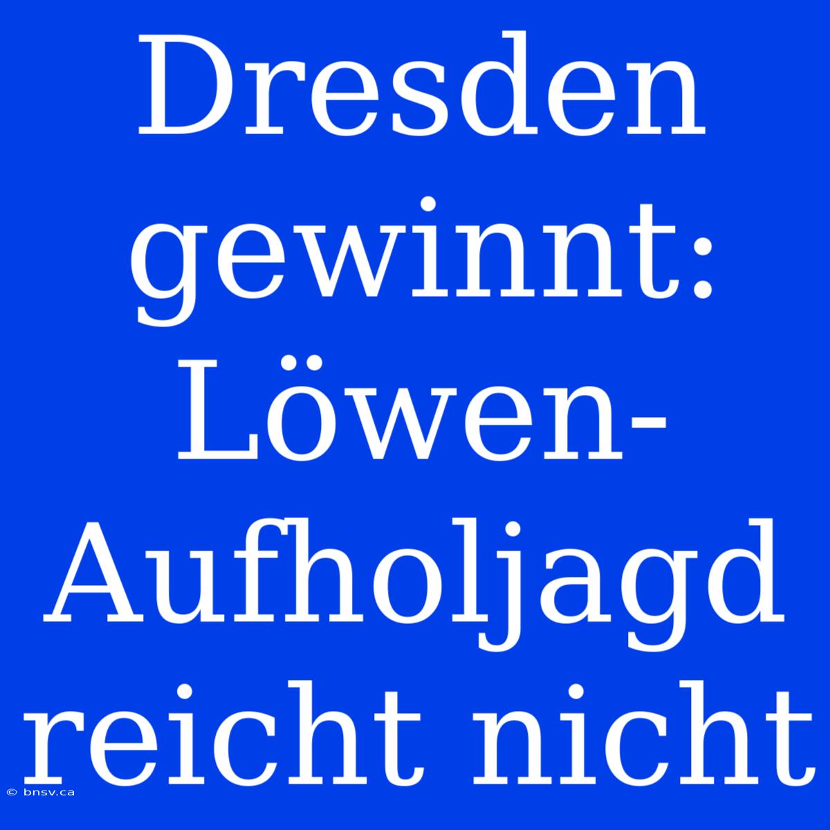 Dresden Gewinnt: Löwen-Aufholjagd Reicht Nicht